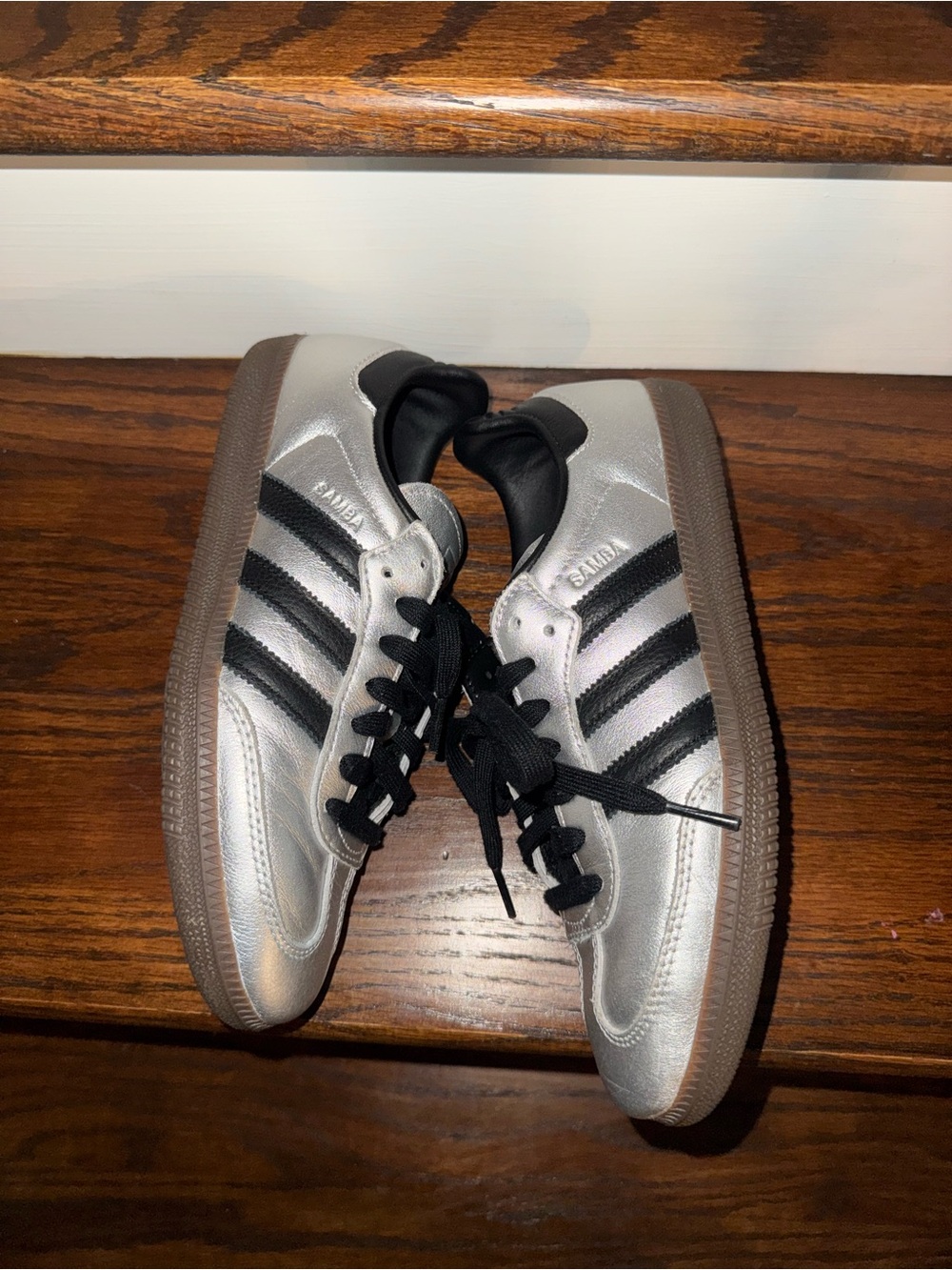 Adidas Samba OG Metallic Silver & Black Sneakers Women’s US 8